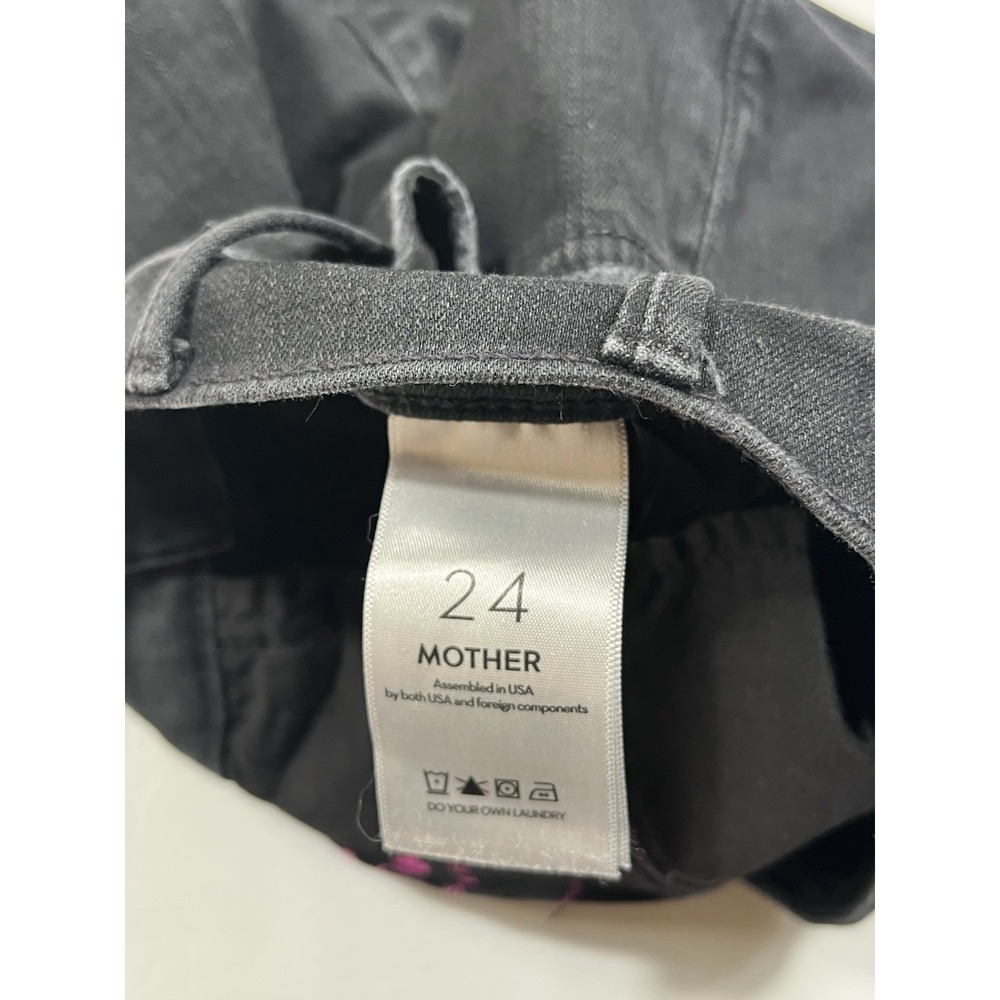 Mother Lil Hustler Ankle Fray Jeans Womens 24 Black Denim Not Guilty Frayed Hem - Picture 4 of 10